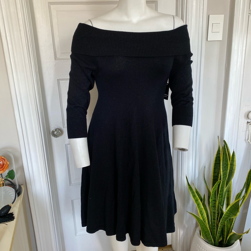 TORRID BLACK SHIMMER OFF THE SHOULDER SWEATER DRESS NEW WITH TAGS size 1 - Picture 4 of 8